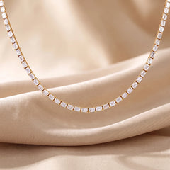 17.23 CT Emerald-Cut Tennis Necklace
