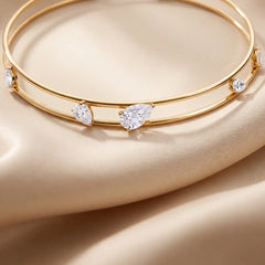 9.90 CT Pear Double-Wire Open Choker Necklace