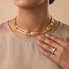 9.90 CT Pear Double-Wire Open Choker Necklace