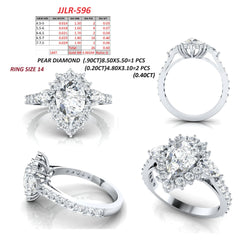 1.90 CT Pear Cut Engagement Ring