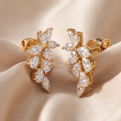 2.22 CT Marquise & Pear Diamond Cluster Earrings