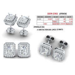 2.43 CT Emerald-Cut Halo Stud Earrings