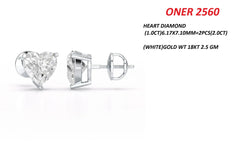 2.00 CT Heart Diamond Solitaire Stud Earrings