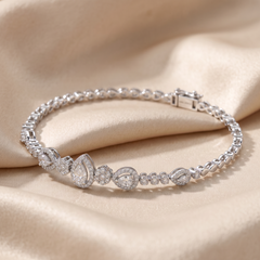 1.54 CT Pear & Round Diamond Halo Bracelet