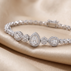 1.54 CT Pear & Round Diamond Halo Bracelet
