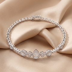 1.54 CT Pear & Round Diamond Halo Bracelet