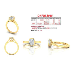 1.62 CT Cushion-cut & Round Diamond Bezel Solitaire Ring