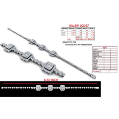 1.33 CT Baguette & Round Diamond Halo Station Bracelet