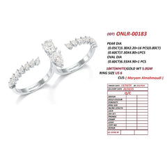 2.20 CT Pear Diamond Two Finger Ring