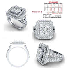 1.77 CT Baguette Diamond Double Halo Ring