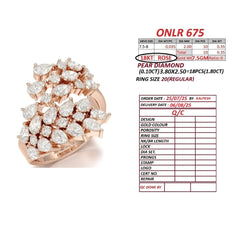 2.15 CT Pear & Round Diamond Scattered Cluster Bypass Ring