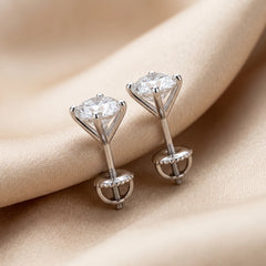 2.00 CT Round Diamond Screw Back Stud Earrings