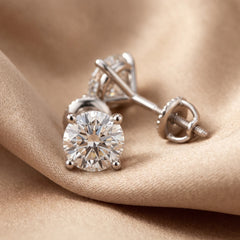 2.00 CT Round Diamond Screw Back Stud Earrings