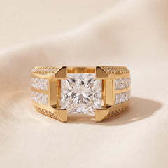 5.5 CT Princess Wide Triple-Row Channel Men's Ring