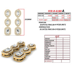 0.88 CT Diamond Halo Pear Emerald Drop Earrings