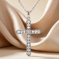 0.68 CT Princess & Round Cross Pendant