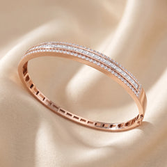 3.55 CT Princess-Cut & Pavé Diamond Channel Bangle