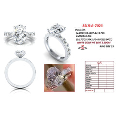 3.28 Oval Cut Emerald Side Stone Ring