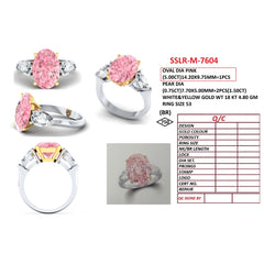 6.51 CT Oval Cut Three Stone Ring with Pink Diamond