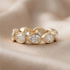 4.05 CT East-West Pear Bezel Diamond Full Eternity Ring