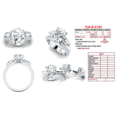 2.80 CT Oval & Pear Three-Stone Pavé Ring