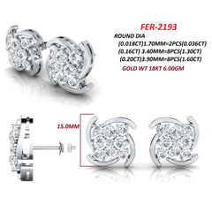 2.93 CT Round Diamond Cluster Swirl Stud Earrings