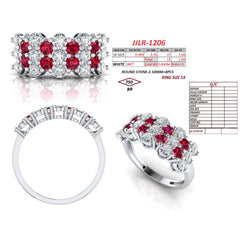 1.58 CT Round Ruby Diamond Cluster Ring