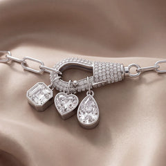 4.29 CT Diamond Pavé Clasp Charm Paperclip Chain Bracelet