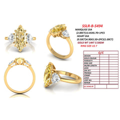2.98 CT Yellow Marquise Three-Stone Ring