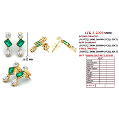 3.6 CT Emerald & Diamond Kite-Set Three-Stone Drop Earrings