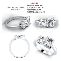 1.6 CT Emerald and Round Ring