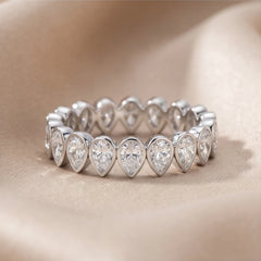 2.16 CT Pear Bezel Diamond Full Eternity Ring