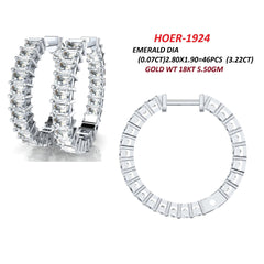 3.30 CT Emerald Cut Hoop Earrings