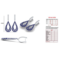 7.51 CT Sapphire & Diamond Open Teardrop Drop Earrings