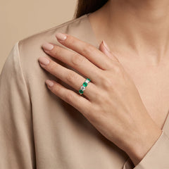 2.96 CT Round Emerald & Diamond Half Eternity Band