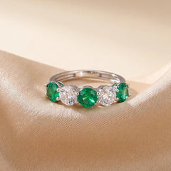 2.96 CT Round Emerald & Diamond Half Eternity Band