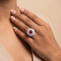 7.60 CT Oval Cut Halo Cocktail Ring – Ruby Center