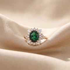 3.34 CT Oval Emerald Halo Ring