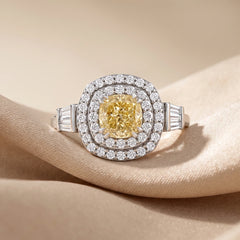 Cushion Cut Double Halo Ring