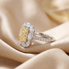 3.84 CT Radiant Cut Halo Ring