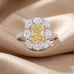 3.84 CT Radiant Cut Halo Ring