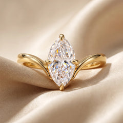 1.52 CT Marquise Cut V-Shank Solitaire Ring