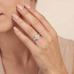 2.10 CT Oval Cut Cluster Side Stone Ring