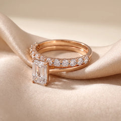 2.32 CT Emerald-cut Pavé Twin Ring