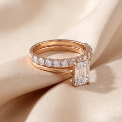 2.32 CT Emerald-cut Pavé Twin Ring