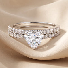 1.66 CT Heart Solitaire Pavé Twin Ring
