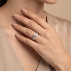1.66 CT Heart Solitaire Pavé Twin Ring