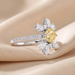 2.25 CT Cushion Cut Flower Ring