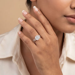 12.16 CT Cushion Solitaire Pavé Twin Band Ring