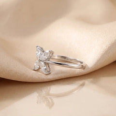 0.83 CT Marquise Cut Flower Ring